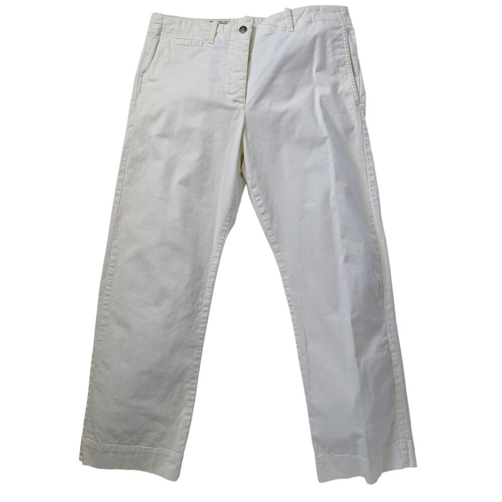 Nili Lotan 80NL Chino Pants 8 White Cotton Blend Ankle Flat Front Stretch